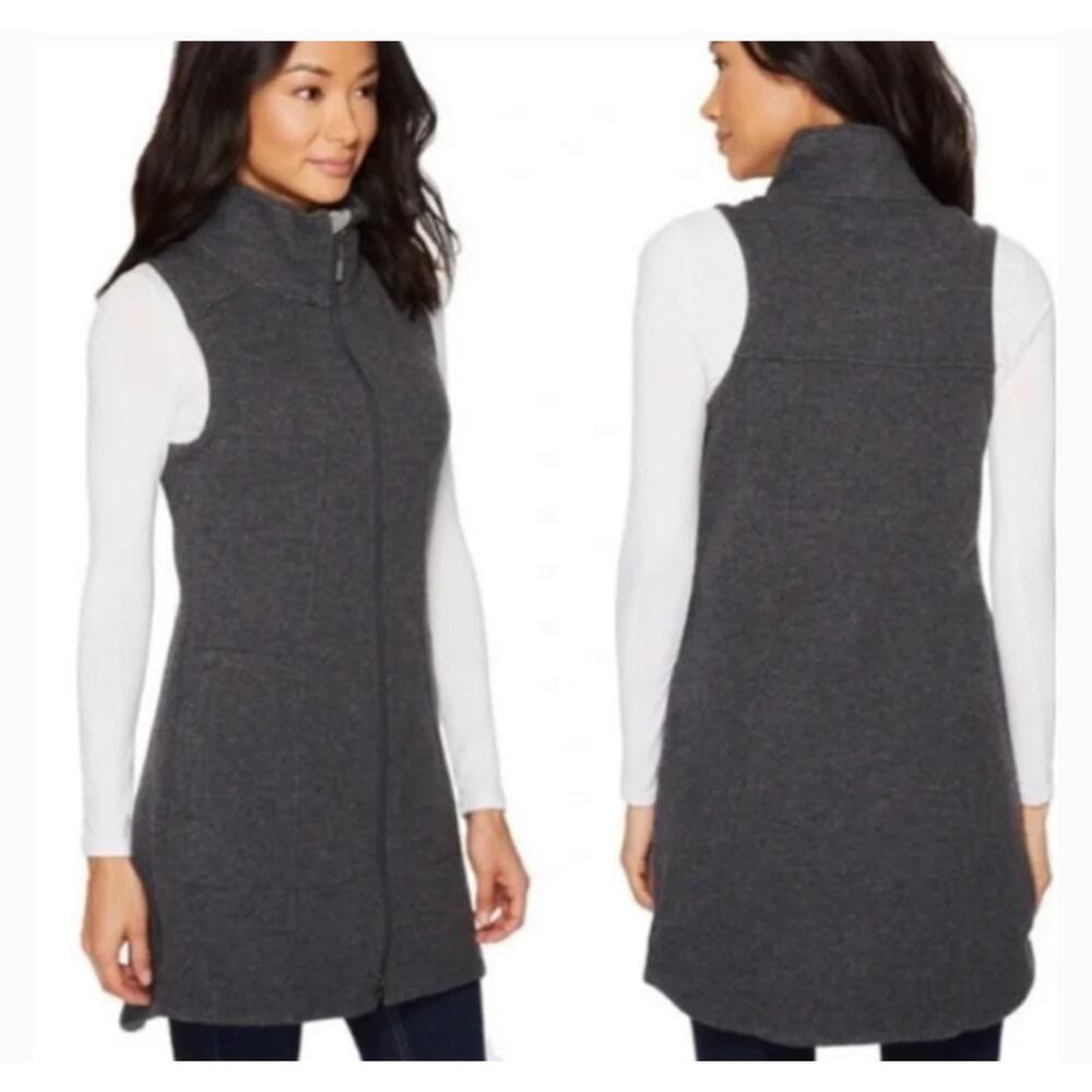 Toad&Co Prato Long Wool Blend Vest Charcoal Gray Women’s Medium Outdoor Layering